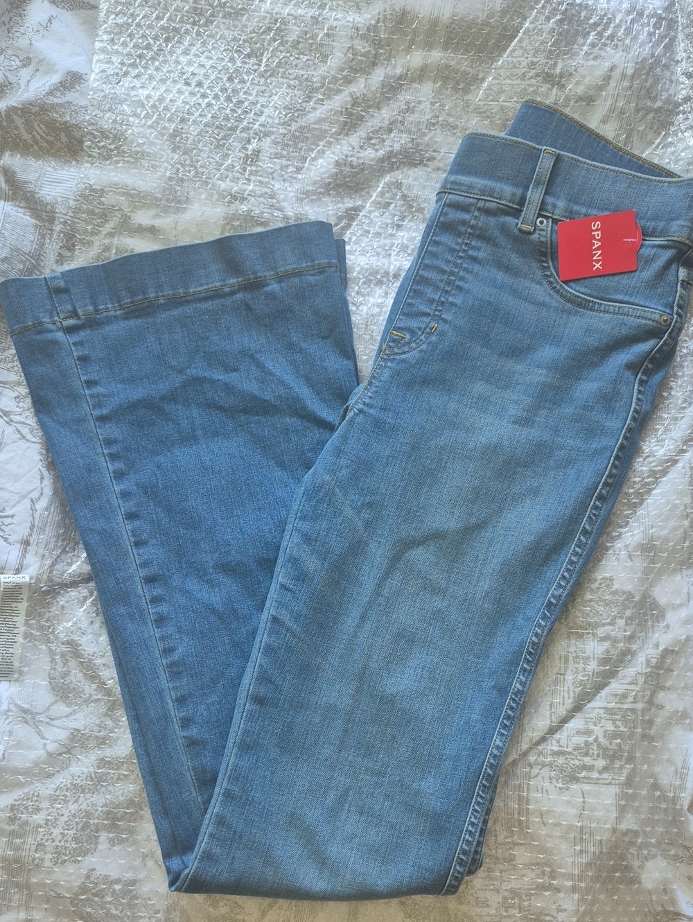 SPANX Women's Light Wash Blue Bootcut Jeans- 33 1/2" Inseam